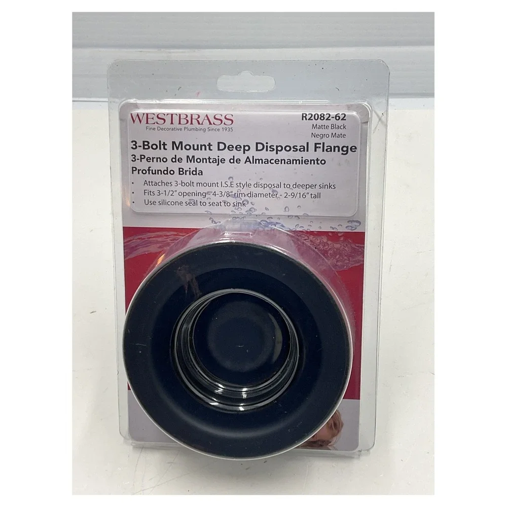 Westbrass R2082-62 3-Bolt Mount Deep Disposal Flange Matte Black